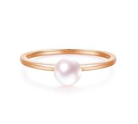 KnSam Echtes Eheringe 14K 585 Rose Gold, Solitär Klassiker Bandringe mit Perle, Au585 Rosegold Verlobungsring ohne Nickel, Gr.54 (17.2)