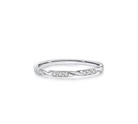 KnSam Echtes Pärchen Ringe 18 Karat 750 Weißgold, Partnerringe Klassiker Verdreht mit Diamant, Verlobungsring 18K Gold, Gr.65 (20.7)