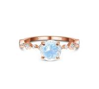 KnSam Echtes Pärchen Ringe Au 375/585/750 Rosegold, Freundschaftsringe 4 Klaue mit Mondstein Bunt, Trauringe Diamant Rose Gold 9K/14K/18K, Gr.47-65