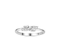 KnSam Echtes Trauringe Weißgold 750 18K, Geometrisch Diamantring mit Moissanit Rechteckschliff, 18K Pärchen Ringe Labor Erstellt Diamant, Gr.61 (19.4)