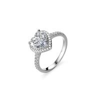 KnSam Echtes Weißgold 750 18K Diamantring, Herz Freundschaftsringe mit Labor Erstellt Diamant Herzschliff, Hochzeitsring 18K Gold, Gr.54 (17.2)