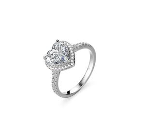 KnSam Echtes Weißgold 750 18K Diamantring, Herz Freundschaftsringe mit Labor Erstellt Diamant Herzschliff, Hochzeitsring 18K Gold, Gr.54 (17.2)
