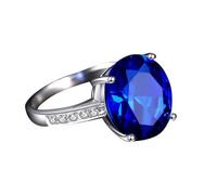 KnSam Echtgold Schmuck 18 Karat Weißgold Au750 Eheringe, 6ct Labor Erstellt Saphir Antragsring Klassiker Ovalschliff Blau, Ring mit Moissanit 18K Gold, Gr.48 (15.3)