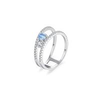 KnSam Echtgold Schmuck 950 Platinum Hochzeitsband, Elegant Hohl Reihe Verlobungsring mit Topas Blau, Moissanit Pärchen Ringe PT950, Gr.60 (19.1)