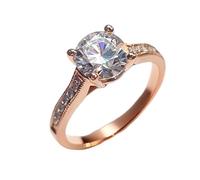 KnSam Echtgold Schmuck Freundschaftsringe 14K Rosegold Au585, 4 Klaue Trauringe mit Moissanit, 585 Gold Verlobungsring, Gr.52 (16.6)