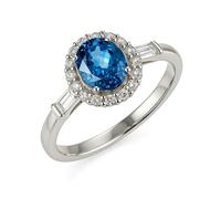 KnSam Echtgold Schmuck Freundschaftsringe 950 Platin, Halo Verlobungsring mit Topas Blau Ovalschliff, PT950 Ring Moissanit, Gr.62 (19.7)