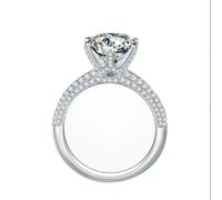 KnSam Echtgold Schmuck Trauringe Weiß Gold 9K/14K/18K, Hochzeitsring 6 Klaue mit Labor Erstellt Diamant, Bandringe Au 375/585/750 Weißgold, Gr.47-65
