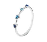 KnSam Echtgold Schmuck Trauringe Weißgold Au375 9K, Schmal Partnerringe mit Saphir Blau, Gold 375 Pärchen Ringe Topas, Gr.63 (20.1)