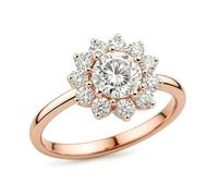 KnSam Echtschmuck Partnerringe Weiß Gold Au 375/585/750, Verlobungsring Blumen mit Labor Erstellt Diamant, Eheringe 9K/14K/18K Weißgold, Gr.47-65