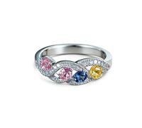KnSam Echtschmuck Trauringe Weißgold 750, Unendlichkeit Rose Quartz Eheringe mit Saphir Rose, Au750 Gold Antragsring Moissanit, Gr.47 (15.0)