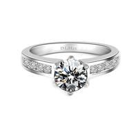 KnSam Echtschmuck Verlobungsring Weißgold Au750 18 Karat, Labor Erstellt Diamant Trauringe 6 Klaue Klassiker, Eheringe 18K Gold, Gr.63 (20.1)