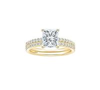 KnSam Gold Freundschaftsring Damen 925 Sterling Silber, Ewigkeitsring 2Pcs Hochzeit Ringe Frau mit Zirkonia Prinzessschliff, Damen Deko Ringe Hochzeit, Gr.58 (18.5)