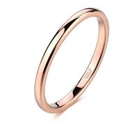 KnSam Gold Rose Ehering Damen Wolframstahl 2MM, Dünn Zierlich Poliert Freundschaftsring Frauen, Damen Freundschaftsringe, Gr.63 (20.1)