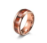 KnSam Gold Rose Trauringe Herren Wolframstahl 8MM, Holzmaserung Verlobungs Ring Mann, Unisex Ehering Verlobungsring, Gr.60 (19.1)