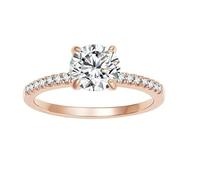 KnSam Hochzeitsring 925 Sterling Silber, Ewigkeitsring Damenring mit Zirkonia, Damen Ringe Punk Gold Rose, Gr.58 (18.5)