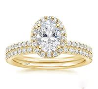 KnSam Hochzeitsring 925 Sterling Silber, Ewigkeitsring Damenring mit Zirkonia Ovalschliff, Damen Ring Verlobung Gold, Gr.58 (18.5)