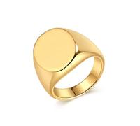 KnSam MM Ringe Herren Vintage Wolframstahl, Oval Poliert Siegelring Verlobungsring Mann, Herren Verlobungsring Zart Gold, Gr.67 (21.3)