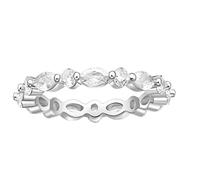 KnSam Ringe Damen 925 Sterling Silber, Ewigkeitsring Damenring mit Zirkonia Marquise & Rund, Damen Eheringe Personalisiert Silber, Gr.58 (18.5)