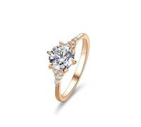 KnSam Rose Gold Au 375/585/750 Eheringe Echt, 6 Klaue Trauringe mit Labor Erstellt Diamant, Bandringe 9K/14K/18K Rosegold, Gr.47-65
