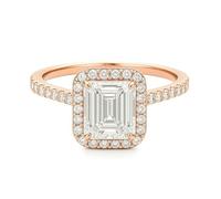 KnSam Rosegold 14 Karat 585 Verlobungsring Echt Gold Schmuck, Klassiker Eheringe mit Moissanit Smaragdschliff, Freundschaftsringe 14K Gold, Gr.49 (15.6)