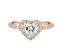 KnSam Rotgold 18 Karat Au750 Hochzeitsband Echt Gold, Herz Verlobungsring mit Labor Erstellt Diamant Herzschliff, Bandringe Rose Gold Au750, Gr.53 (16.9)