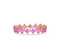 KnSam Trauringe 18K Au750 Rotgold Echte Goldschmuck, 1.4ct Bunt Rosa Saphir Freundschaftsringe Klassiker Quadratschliff Rose, Ring 750 Gold, Gr.54 (17.2)