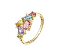 KnSam Verlobungsring Gelbgold Au750 18 Karat Echter Schmuck, Natürlicher Edelstein Antragsring Klassiker Marquiseschliff Bunt, Ring mit Moissanit 18K Gold, Gr.65 (20.7)