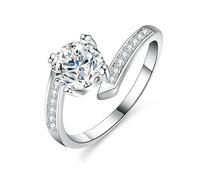 KnSam Weiß Gold Au 375/585/750 Hochzeitsring Echt Gold Schmuck, 4 Klaue Trauringe mit Labor Erstellt Diamant, Partnerringe 9K/14K/18K Weißgold, Gr.47-65