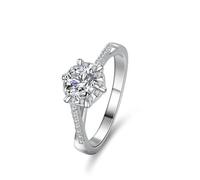 KnSam Weißgold 14K Au585 Verlobungsring Echt, Klassiker Hochzeitsring mit Labor Erstellt Diamant, Pärchen Ringe Gold 585, Gr.56 (17.8)