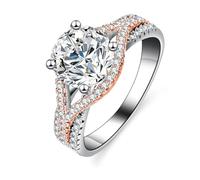 KnSam Weißgold 585 14 Karat Trauringe Echt, 4 Klaue Antragsring mit Labor Erstellt Diamant, Partnerringe Au585 Gold, Gr.54 (17.2)