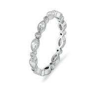 KnSam Weißgold 585 Hochzeitsring Echte Goldschmuck, Unendlichkeit Trauringe mit Labor Erstellt Diamant Marquiseschliff, Pärchen Ringe 14K, Gr.48 (15.3)