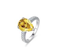 KnSam Weißgold Au 375/585/750 Verlobungsring Echt Gold Schmuck, Zierlich Klassiker Partnerringe mit Labor Erstellt Diamant Gelb Tropfenschliff, Trauringe 9K/14K/18K Weiß Gold, Gr.47-65