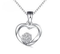 KnSam Weißgold Au585 14 Karat Kette Damen Zart Echte Goldschmuck, Herz Anhänger Halsketten für Frauen mit Labor Erstellt Diamant, 14K Gold Damenkette ohne Nickel, 45 cm