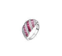 KnSam Weißgold Au750 18K Diamantring Echt, Turmalin Pärchen Ringe Klassiker Quadratschliff Rose, Ring mit Moissanit Gold 750, Gr.49 (15.6)