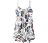 Knuffnee Damen Verstellbare Spaghetti Tops Integriertem BH Unterhemd Lockere Armellose Bluse Lotus Blume L