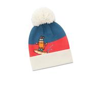 koaa Winter Beanie mit Bommel, Kinder Strickmütze Multicolor mit Snowboard Motiv, 100% Polyacryl, Unisex für 1-8 Jahre, Handwäsche