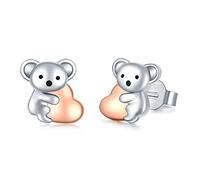 Koala 925 Sterling Silber Ohrringe - Nette Tier Stud Hypoallergene Herz Schmuck - Koala Bär Geschenke für Frauen Mädchen