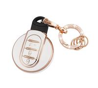 Koaudb Autoschlüssel Hülle Cover Passt für BMW MINI Cooper F54 Clubman F55 F56 F57 F60 Countryman 3 Tasten Schlüsseletui TPU Schlüsselhülle mit Schlüsselanhänger (R-Mn-W)