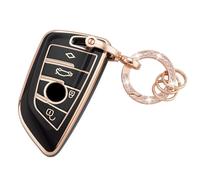 Koaudb Autoschlüssel Hülle Cover Passt für BMW X1, X2, X3, X5, X6, 2, 5, 6, 7, Serie 3, 4 Tasten Schlüsseletui TPU Schlüsselhülle mit Schlüsselanhänger (R-BM-4D-B)