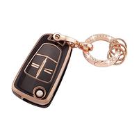 Koaudb Autoschlüssel Hülle Cover Passt für Vauxhall Opel Corsa Astra Vectra Zafira Signum Meriva Tigra Insignia Combo 2 Tasten Schlüsseletui TPU Schlüsselhülle mit Schlüsselanhänger (R-Opl-2F-B)