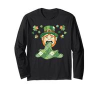 Kobold Erbrechen Patchwork St. Patricks Day Humor Langarmshirt