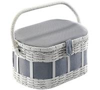 Kobolo Nähkästchen Nähkorb Nähkörbchen Nähkasten - blau-weiß kariert - 28x19x16 cm