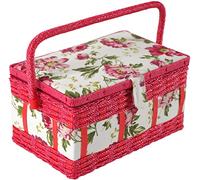 Kobolo Nähkästchen Nähkorb Nähkörbchen Nähkasten - Blumen - 28x18x16 cm