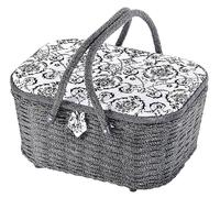 Kobolo Nähkästchen Nähkorb Nähkörbchen Nähkasten - florales Design - 35x27x17 cm Organisationseinsatz Textil