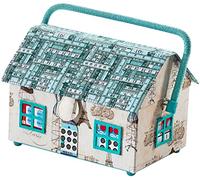 Kobolo Nähkästchen Nähkorb Nähkörbchen Nähkasten - HOUSE - 27x20x20 cm Türkis