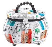 Kobolo Nähkästchen Nähkorb Nähkörbchen Nähkasten -Kunststoff, Textil- Weiß, Bunt - 28x21x19 cm