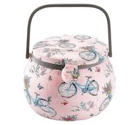 Kobolo Nähkästchen Nähkorb Nähkörbchen Nähkasten - rosa mit Fahrrädern - 23x23x18 cm