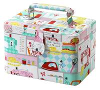 Kobolo Nähkästchen Nähkorb Nähkörbchen Nähkasten - Textil - pink mint bunt - 25x17x18 cm