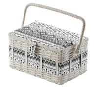 Kobolo Nähkästchen Nähkorb Nähkörbchen Nähkasten - Textil schwarz weiß - 28x18x16 cm