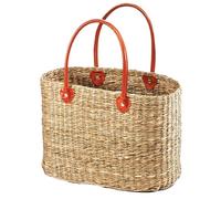 Kobolo Shopper ULI aus Seegras, 41x19x50 cm, braune, geflochtene Henkeltasche mit robusten PU-Henkeln, ideal als Einkaufstasche, Strandtasche oder modisches Accessoire für Alltag & Freizeit